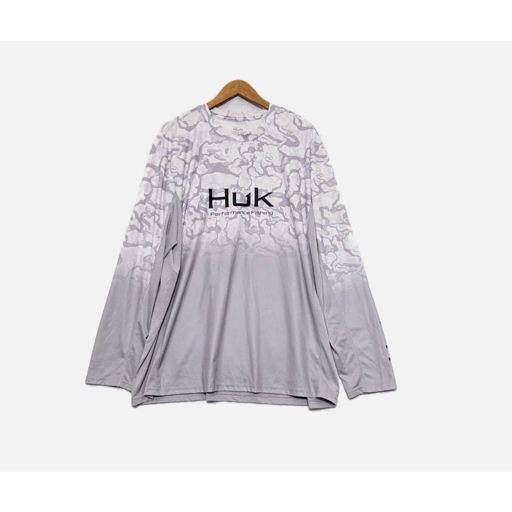 Huk Performance Fishing Outdoor Shirt Mens XXL Camo Vented LS Lightweight *Flaw